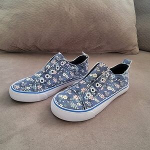 There Abouts Blue Floral Print Slip-on Sneakers Size 12 Toddler